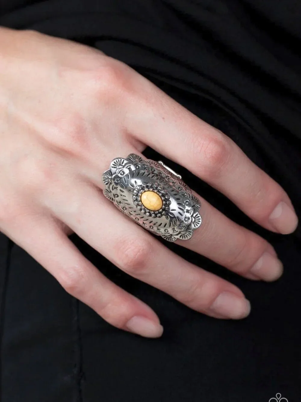 Paparazzi Jewelry Accessories - Sagebrush Sea - Yellow Ring - Vintage